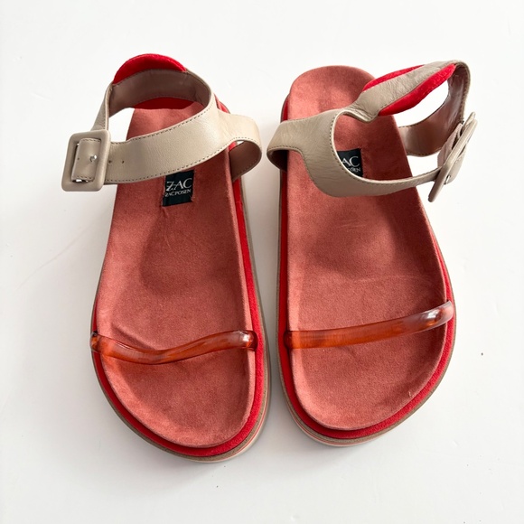 Zac Posen Sahara pink red beige retro platform sandals - Picture 5 of 9